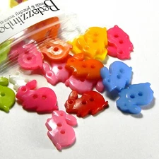 30 Assorted Bright Colored Bunny Rabbit 2 Hole Plastic Flat Sewing Buttons