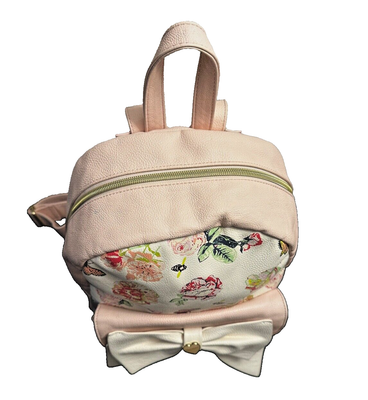 Betsey Johnson Backpack Butterfly &Flowers Pastel Pink Great 