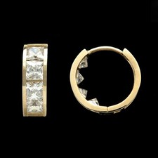 2CT Simulated Diamond Princess Cut Huggie/Hoop Earrings 14K Yellow Gold Plated
