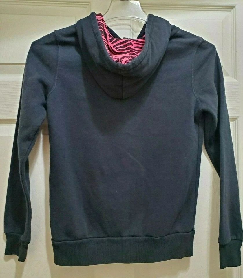 Sudadera con Capucha Hard Candy Girls M 7-9 Negra Signo de Paz Manga Larga Pintura Salpicaduras Foto 2 de 4