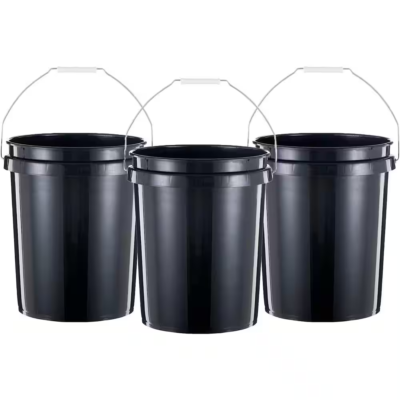 #ad #ad 5 Gallon Heavy Duty Plastic Bucket with Handle in Black 3 Pack $27.10
