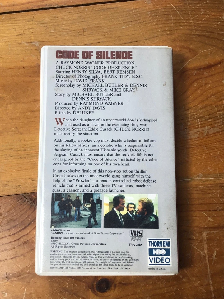Code of Silence VHS 1985 HBO Thorn EMI Clamshell Release - Image 2 of 4