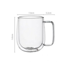 Double Wall Glass Coffee Mug - 150-350ml Heat Resistant Clear Cup with Handle UK