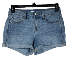 Old Navy SZ 6 Boyfriend Jean Shorts Cuffed Pockets Zip-Fly Mid-Rise Medium Wash