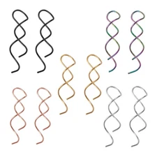 Women Girls Wire Threader Earrings Stainless Steel Twisted Curved Earrings