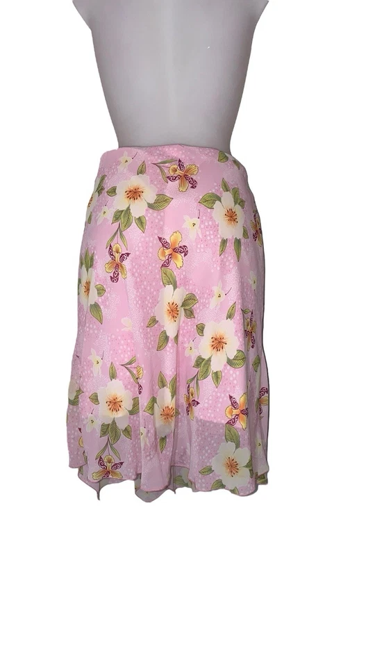 Винтажный Y2K женщин розовый цветочный оборки доллет Kawaii эфирный Fairycore юбка Sz M - Изображение 2 из 4