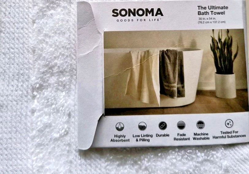 Nuevo con etiquetas Juego de toallas de baño Sonoma Goods For Life 2-Pk Cotton Ultimate en blanco 54" x 30" Foto 2 de 3