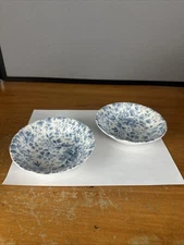 Set Of 2 Nikko Blue Tea Roses Berry Dessert Bowls Blossom Time 5 3/8" Rare