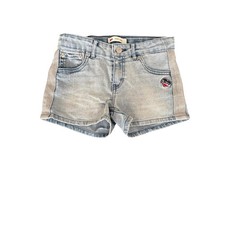 Levis Girls Shorty Short Light Wash Denim Glitter Side Stripe Heart Patch 12