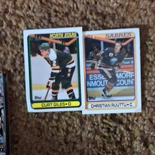 Topps NHL Curt Giles North Stars &amp; Christian Ruuttu Sabres Hockey Cards Lot