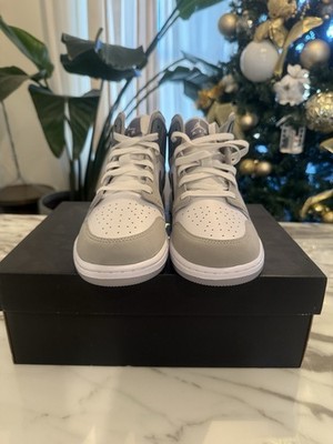 Jordan Air Jordan 1 Mid Light Smoke Grey White Men's Mid Top Athletic Sneakers