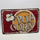 Hot Fresh Pop Corn Vintage Metal Tin Sign Retro Sign Food And Snacks Wall Decor