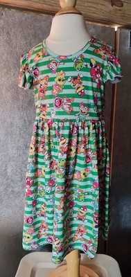 Muppet Babies girls 2 dress green white stripe Kermit Piggy Animal casual cruise