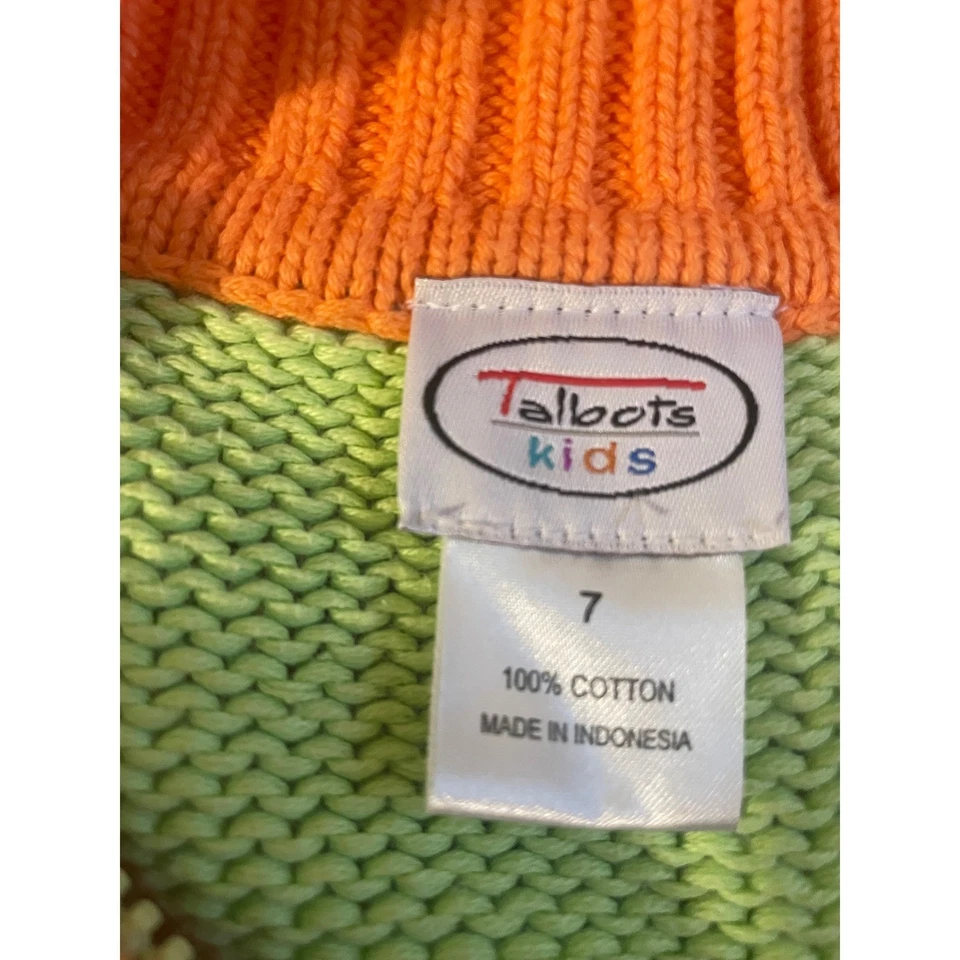 Suéter Cárdigan Tejido en Bloque de Color Cremallera Completa Talbots Niños Niñas Talla 7 Foto 3 de 4