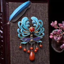 Chinese high-end cloisonne metal woven hair clip for women's hairpins pendants