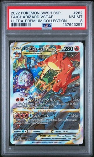2022 POKEMON SWSH BLACK STAR PROMO #262 FULL ART/CHARIZARD VSTAR PSA 8