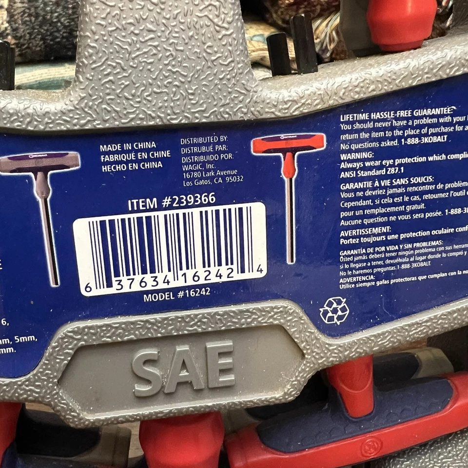 New Kobalt 14 Piece T-Handle Hex Allen Wrench Set SAE & Metric 1/8-3/8 3mm-10mm - Image 4 of 4