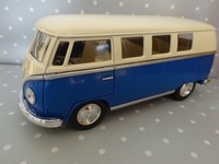 Vw Bus T1 Oldtimer Blau Modelauto Ca.13,5Cm 1:32 RüCkzugmotor