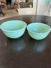 2 Jadeite Swirl 9" & 8” Mixing/ Nesting Bowls. "Fire King ? Unmarked