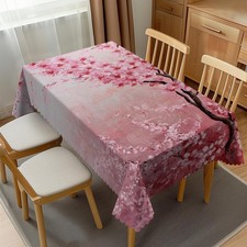 Cherry Blossoms Tablecloth Rectangle Pink Cherry Flowers Blossoms Floral Pain.