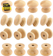 12Pcs Unfinished Wood Dresser Knobs, Mushroom Shape  Single Handle Pulls, Top D