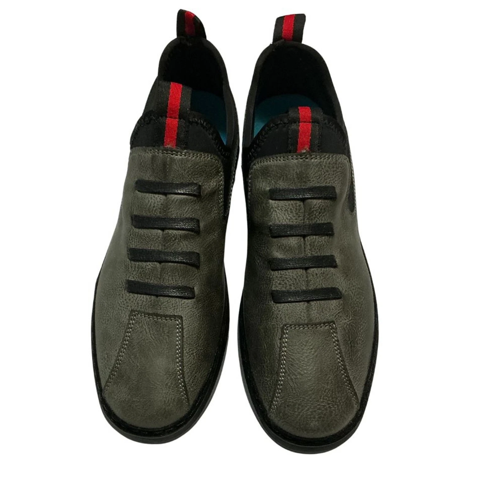 Men's Casual Slip-on Sneakers Size 7.5 Grey Faux-Leather Memory Foam Support