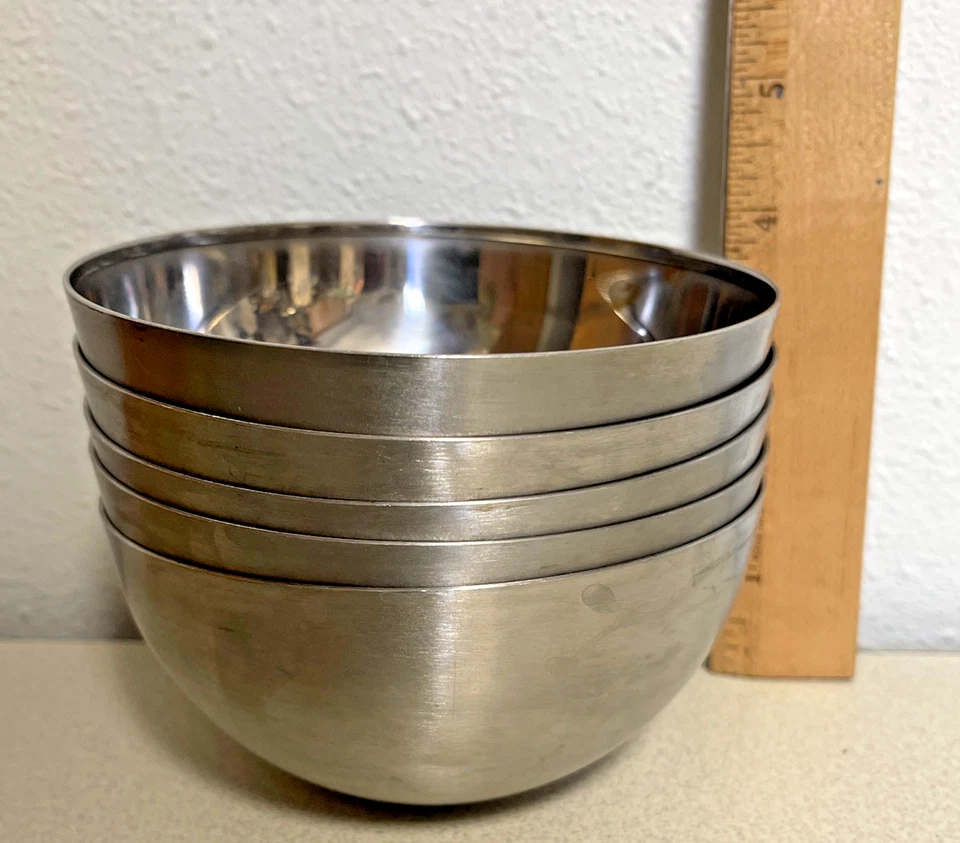 IKEA BLANDA BLANK Small Serving bowl 5" Stainless steel Set of 5 Berry Ice Cream - Image 4 of 4