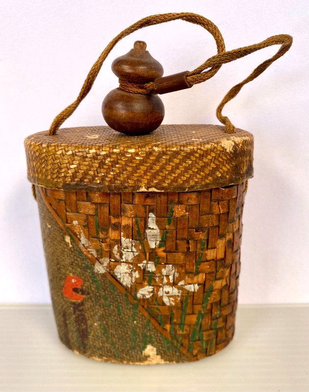 Japanese Tonkotsu Woven Bamboo Tobacco Box 3.5”X 3.5”X 1.75”