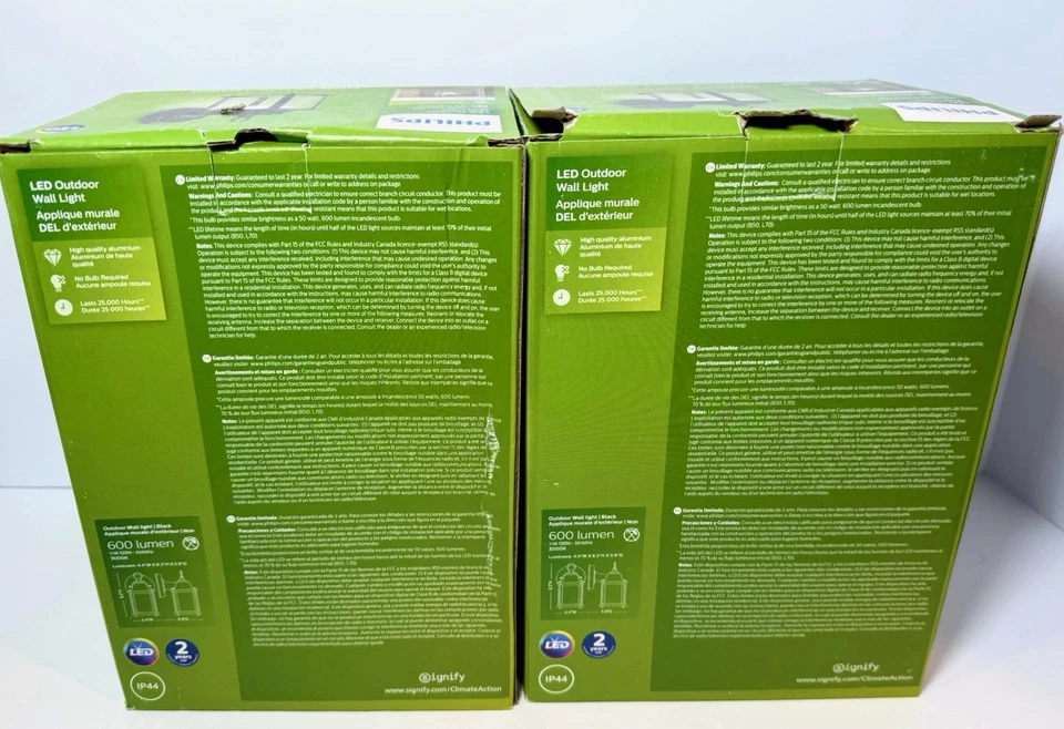 Philips Outdoor Weather Resistant Square Wall Lantern, Bright White (2 Pack) — 第 3/3 张图片