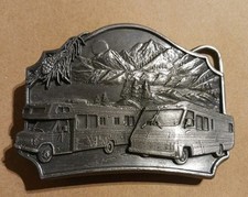 Rare Siskiyou Buckle Co. RV Camper Truck 1987 Belt Buckle USA