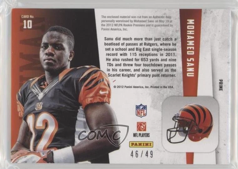 2012 Panini Rookies & Stars Longevity Prime /49 Mohamed Sanu #10 RC - Image 2 of 2