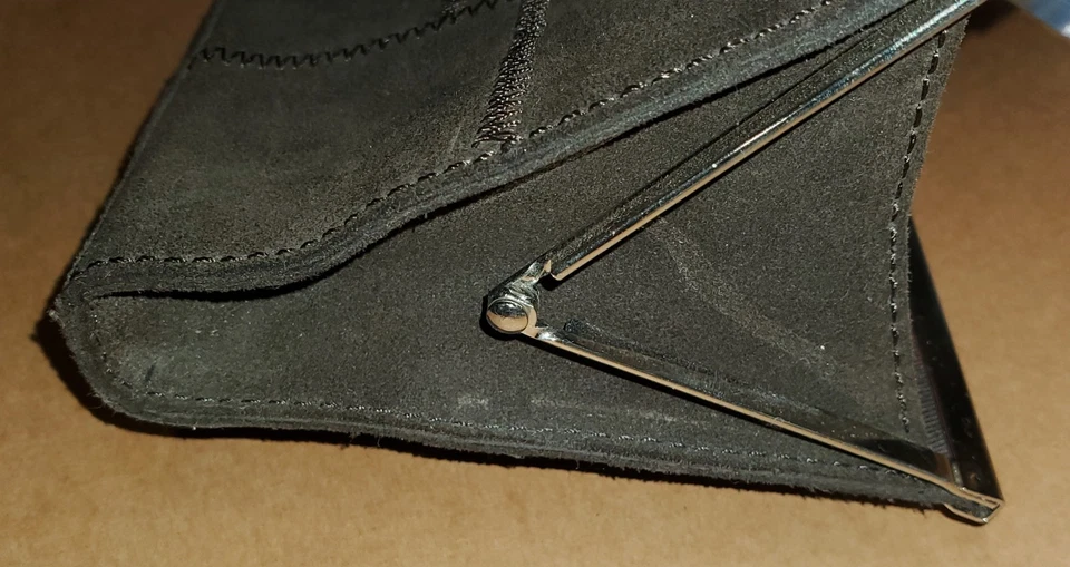 Banana Republic Brown/Green Cow Split Leather Clutch Purse Wallet  - Image 3 of 4