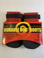 Ultra Paws Durable Dog Boots XL X-Large Red Skid Resistant Paw Protection Stays