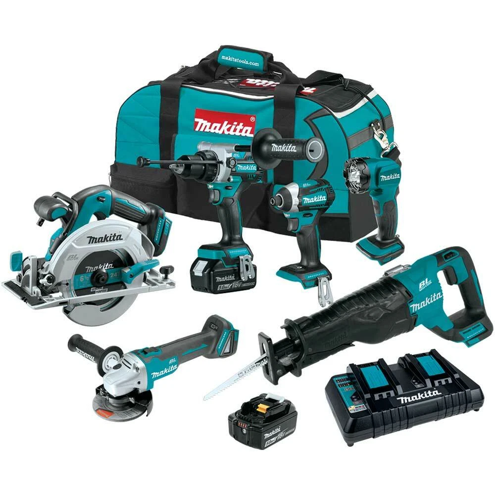 Makita XT616PT 18V LXT Li Ion Brushless Cordless 6 Tool Combo 5.0 Ah Kit