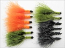 Tadpoles, trout Flies, Lures, 12 x Orange Olive & Black, Size 10, Fishing flies