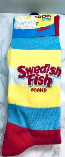 SWEDISH FISH - Crew Socks 2 Pairs Men 8-12 Women 9-13 Size Large New! - 第 1/4 張圖片