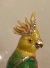TRINKET Box Metal PARROT Bird Enameled Hinged JEWELED Crystals  3 1/2” — photo 5