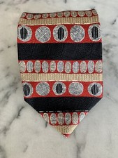 Tom James 100% Silk Geometric Brocade Tie Made in USA