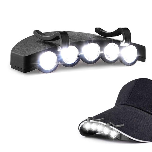 5 LED Brim Baseball Cap Clip On Hat Flashlight Lamp Lights Hunt Fishing Camp