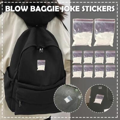 April Fools funny pranks gag Bag of Powder Pack of 10 stickers Funny Sticker