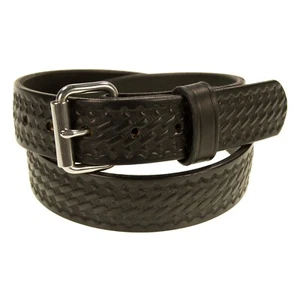 1 1/2" Heavy Duty Leather_Work_CCW Gun Belt_Basket Weave_Amish Handmade Black 