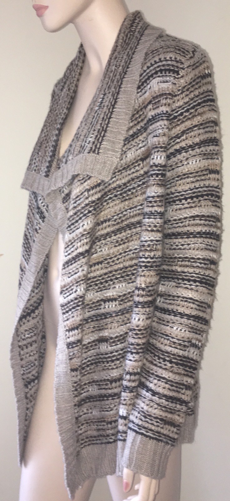 Charlotte Russe Size M Open Front Cascade Knit Cardigan Sweater Tan Brown