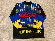 VINTAGE New Territoris USA Bicycle Jersey  Cycling Shirt 1/4 Zip 90's Retro L