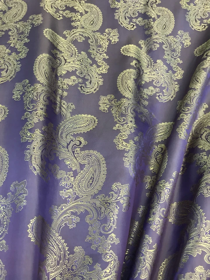 Tela tejida de cachemira brocado NO ESTÁTICA viscosa satinada por comprar - oro púrpura Foto 4 de 4