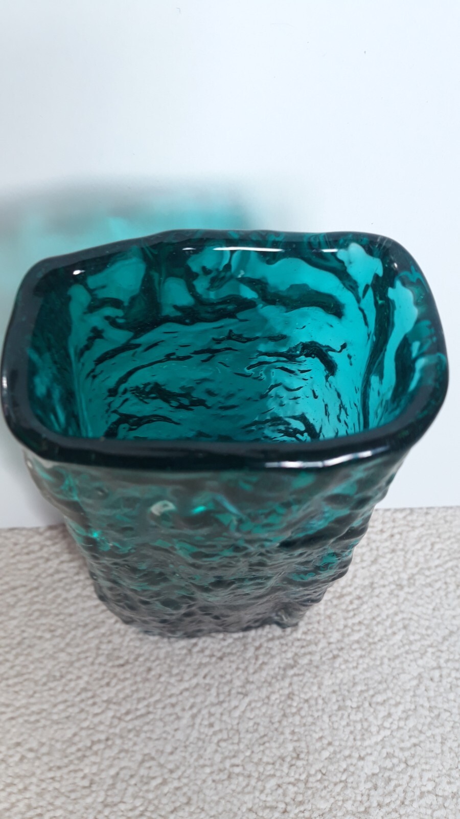 whitefriars style glass vase bark 17cm eBay