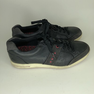 ecco lace up Casual sneakers shoes Men size 42 US 8.5-9 black leather Upper