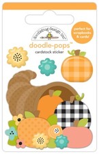 Doodlebug Doodle-pop Sticker Horn a Plenty Cornucopia Fall Pumpkins Flowers