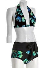 Carmen Marc Valvo Mauritius Oasis Top Tie Waist Bottom Swimsuit Bikini Set 6