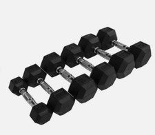 2 x 2KG- 30KG Cast Iron Rubber Coated HEX Dumbbells Dumbells Set PAIR