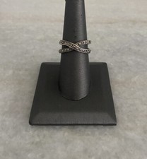 Beautiful Sterling Silver 925 Marcasite X Ring Size 7.25